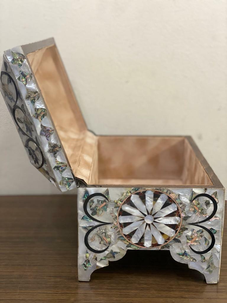 Handmade Wood Jewelry Box Gift Box Wood Box Mother of Pearl Inlay Make to Order - Laila Hand Made Gifts