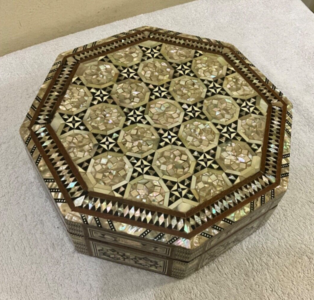 Handmade Wooden Jewelry Box Wood Trinket Storage Wood Box Mother of Pearl Inlay