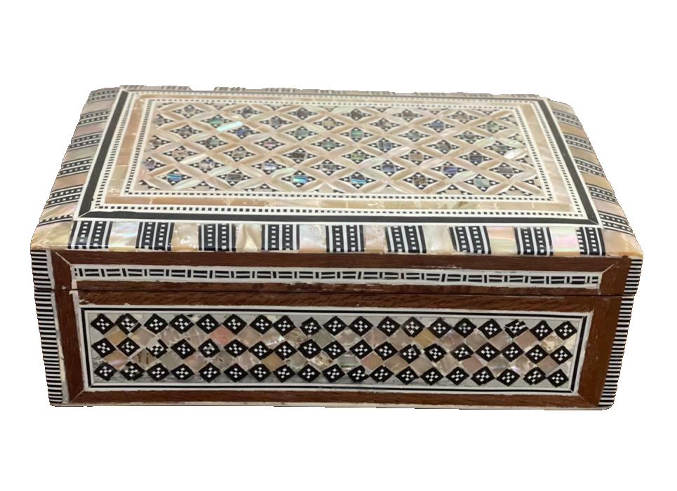 Handmade Wooden Jewelry Box Wood Trinket Storage Wood Box Mother of Pearl Inlay
