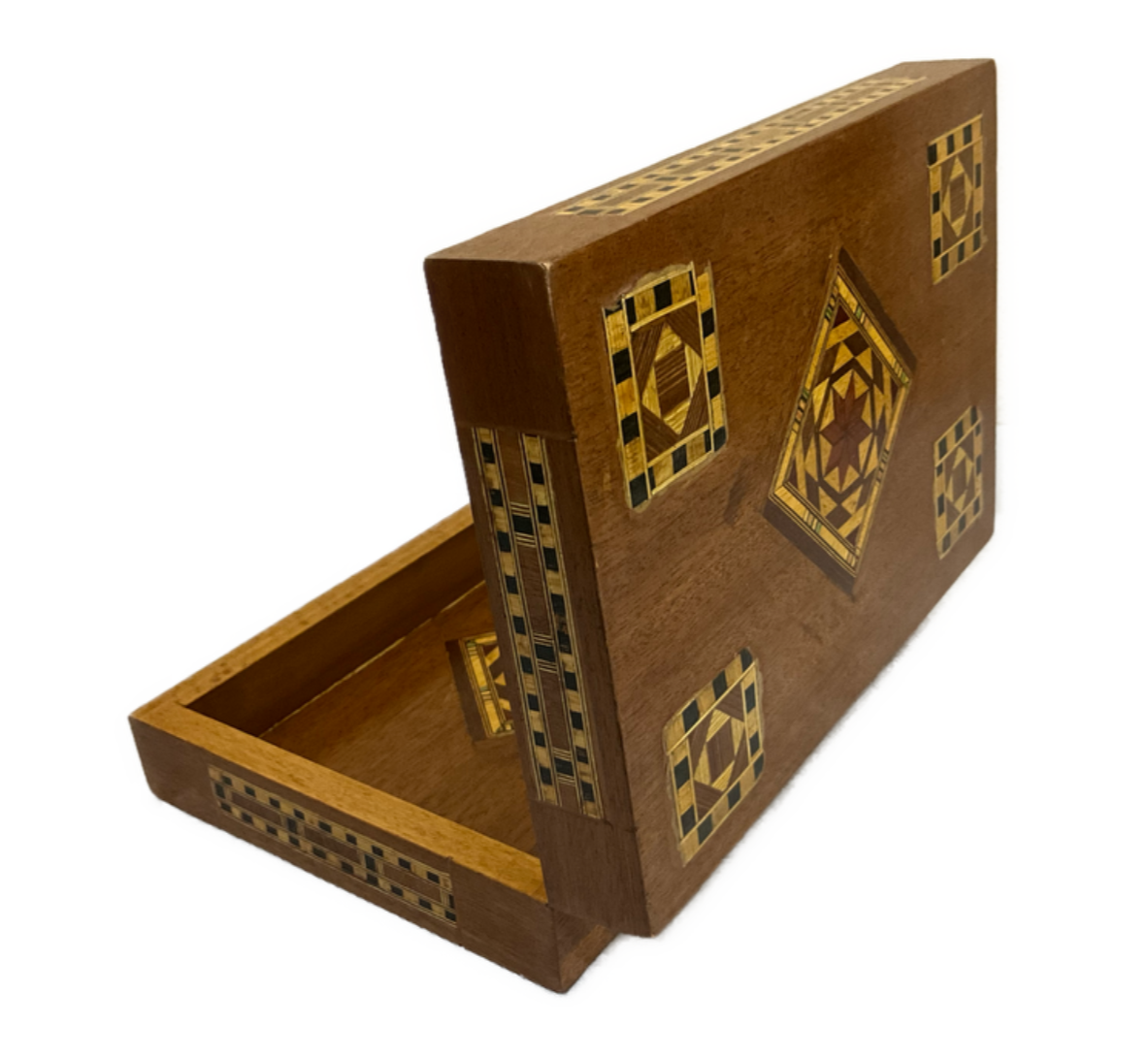 Handmade Wooden Jewelry Box Wood Trinket Storage Wood Box Marquetry Mosaic Inlay