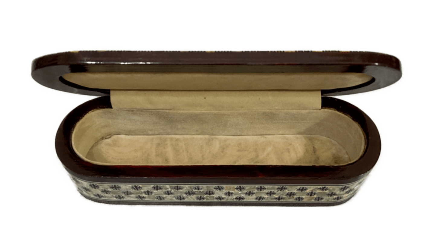 Handmade Mother of Pearl Inlay Wooden Jewelry Box – Oval Trinket Storage – Egyptian Craft - Laila Hand Made Gifts