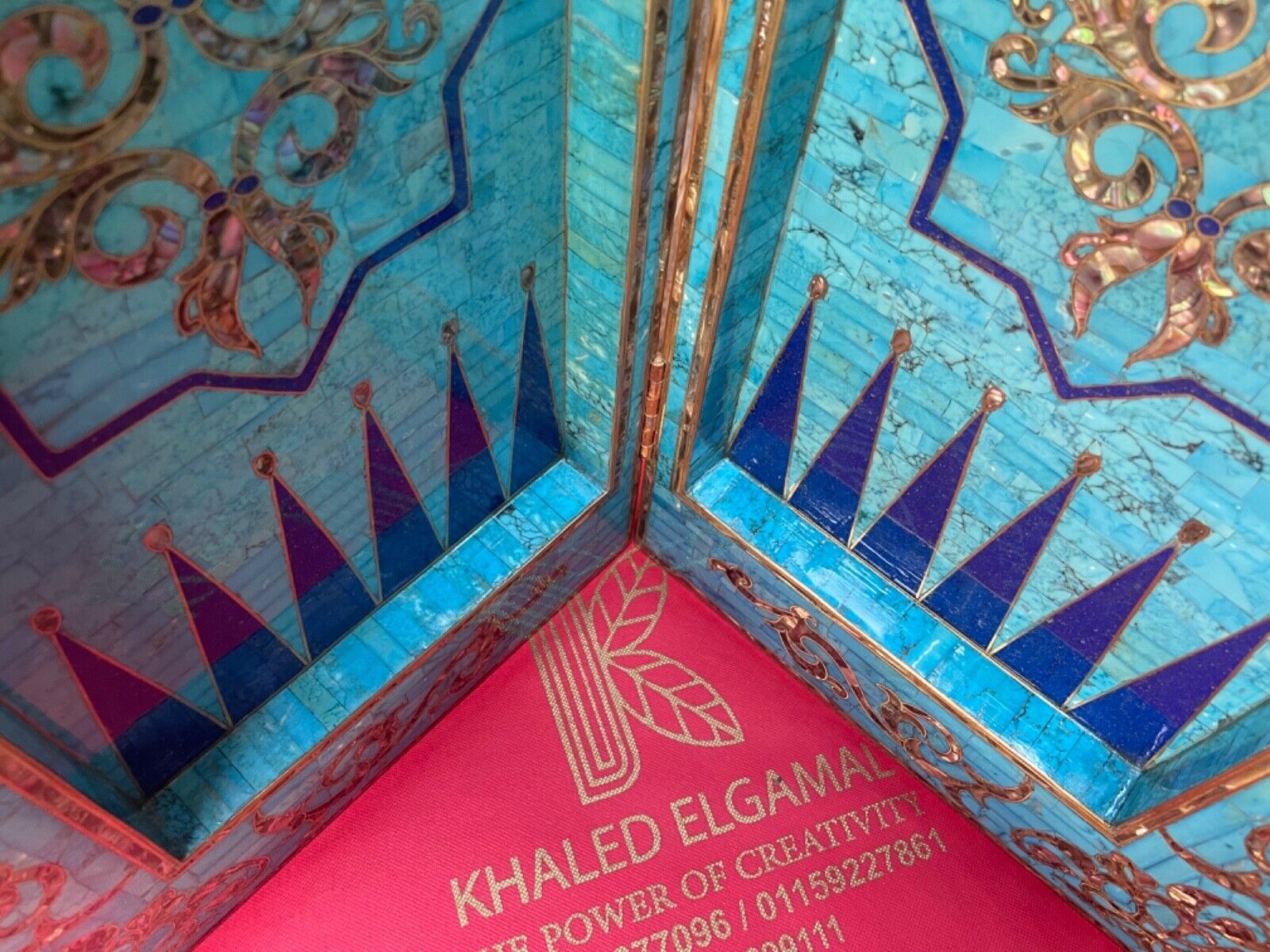 Handmade, Wooden Backgammon Board, Chess Board, Gemstones & Shell Inlay (25.6") - Laila Hand Made Gifts