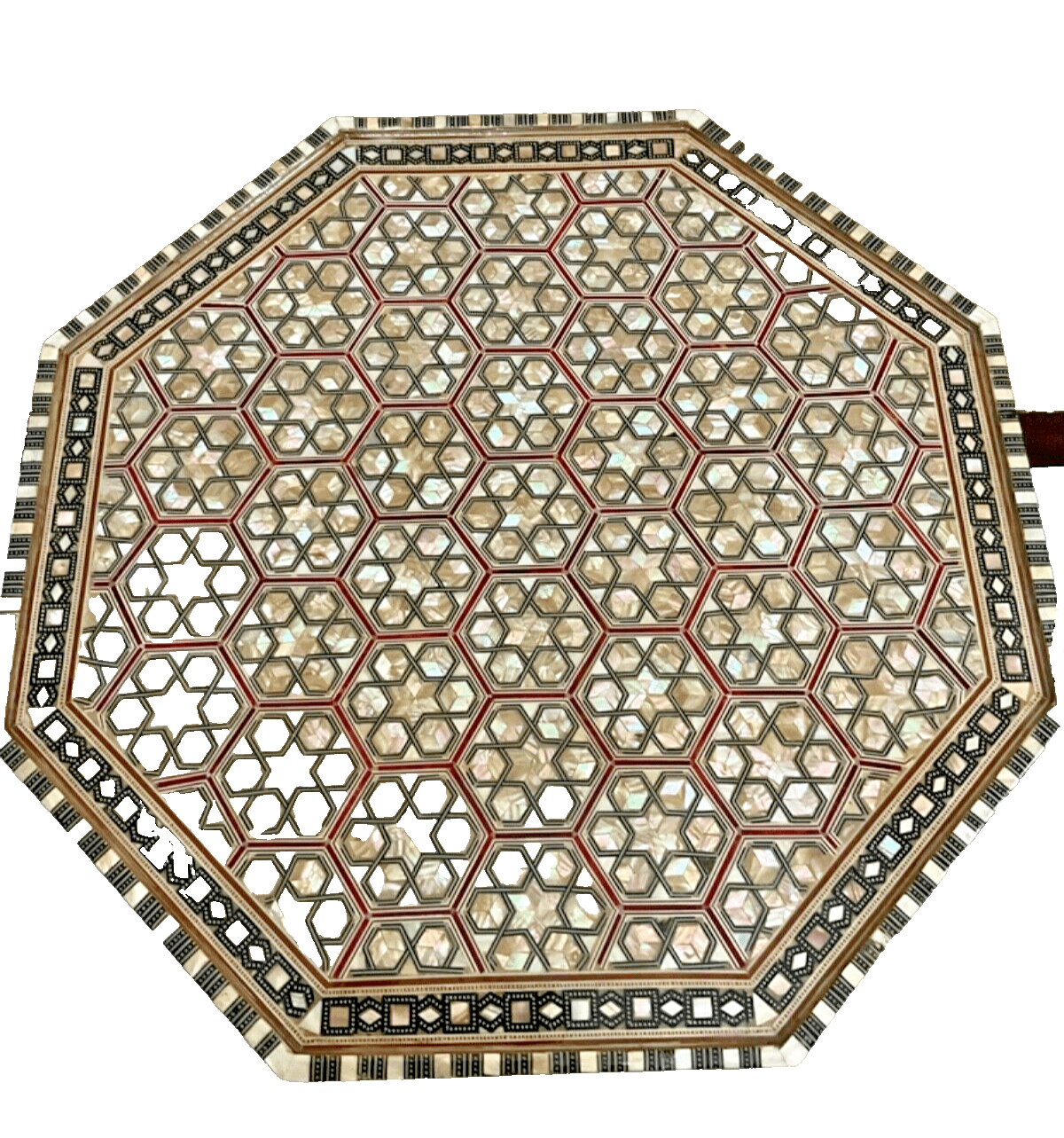 Handmade Wooden End Table Carving Wood Table Home Decor Mother of Pearl Inlay - Laila Hand Made Gifts