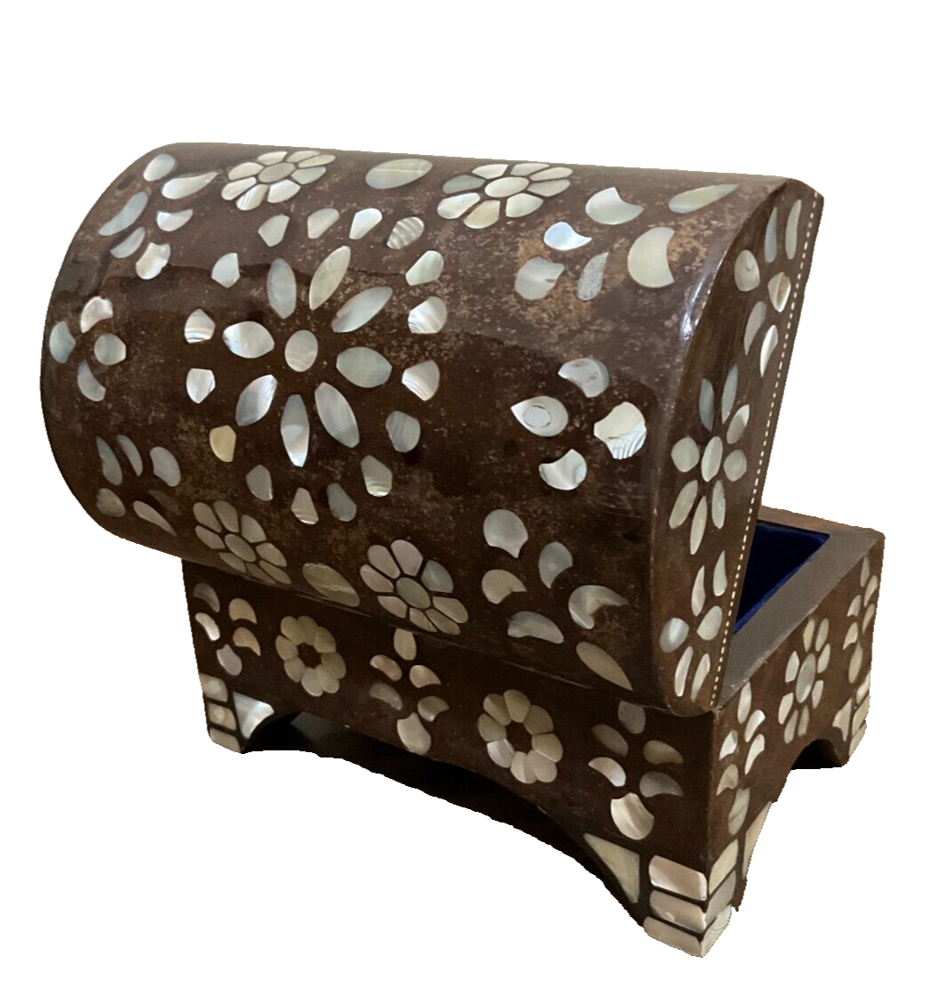 Handmade Wooden Jewelry Box Wood Trinket Storage Wood Box Mother of Pearl Inlay