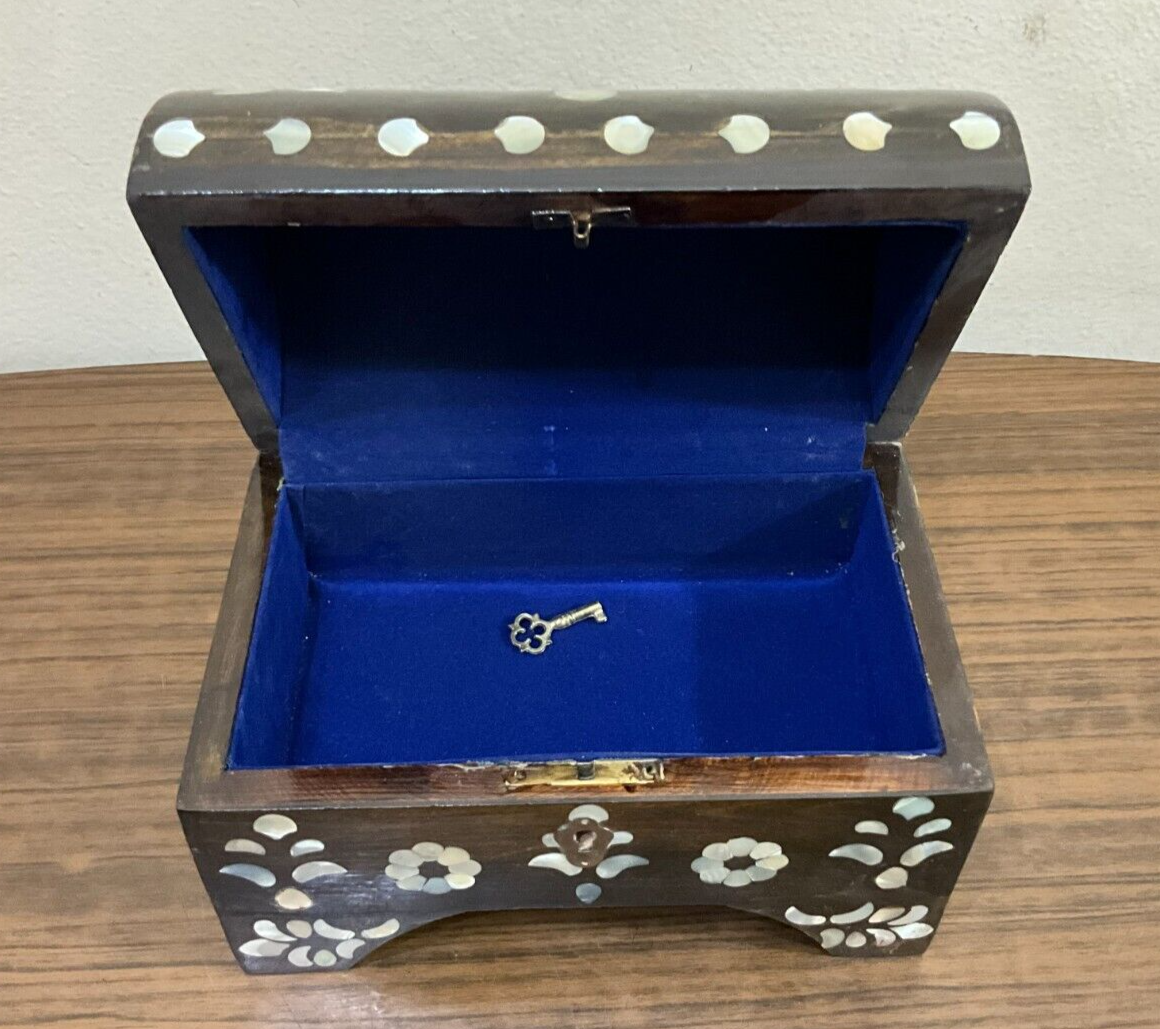 Handmade Wooden Jewelry Box Wood Trinket Storage Wood Box Mother of Pearl Inlay