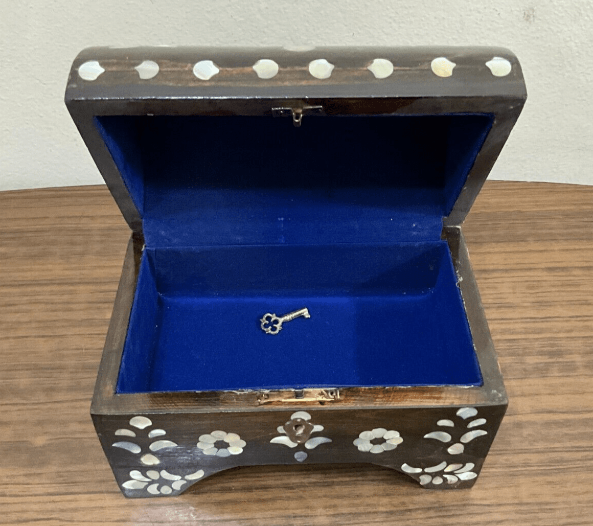 Handmade Wooden Jewelry Box Wood Trinket Storage Wood Box Mother of Pearl Inlay - Laila Hand Made Gifts