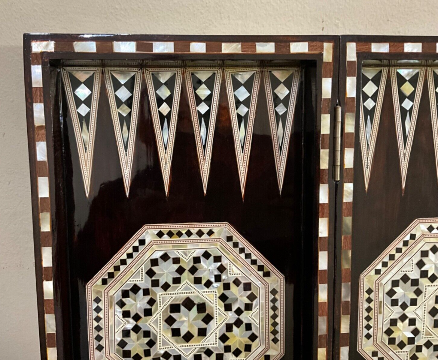 Handmade, Wooden Backgammon Board, Wood Chess Board, Mother of Pearl Inlay (21")