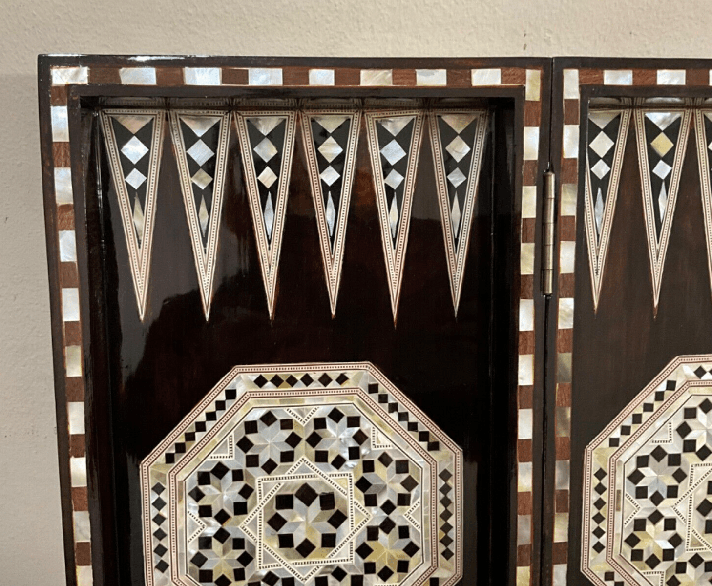 Handmade, Wooden Backgammon Board, Wood Chess Board, Mother of Pearl Inlay (21") - Laila Hand Made Gifts