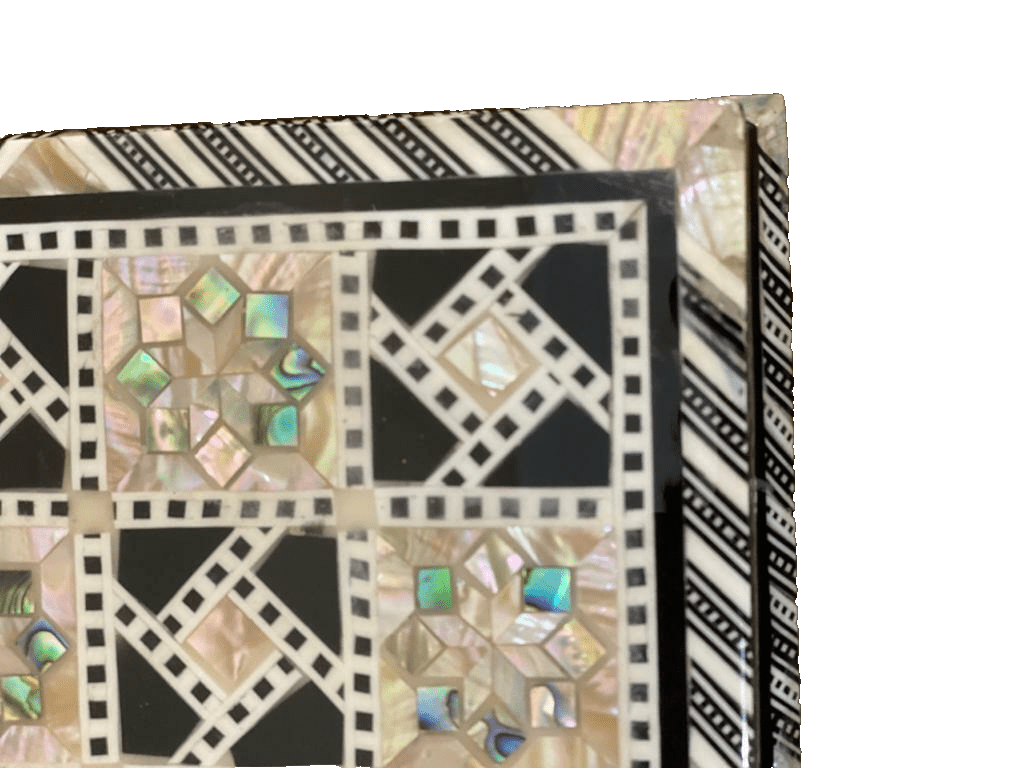 Handmade, Wood Chess Board, Game Board, Unique Board, Inlaid Mother of Pearl 12" - Laila Hand Made Gifts