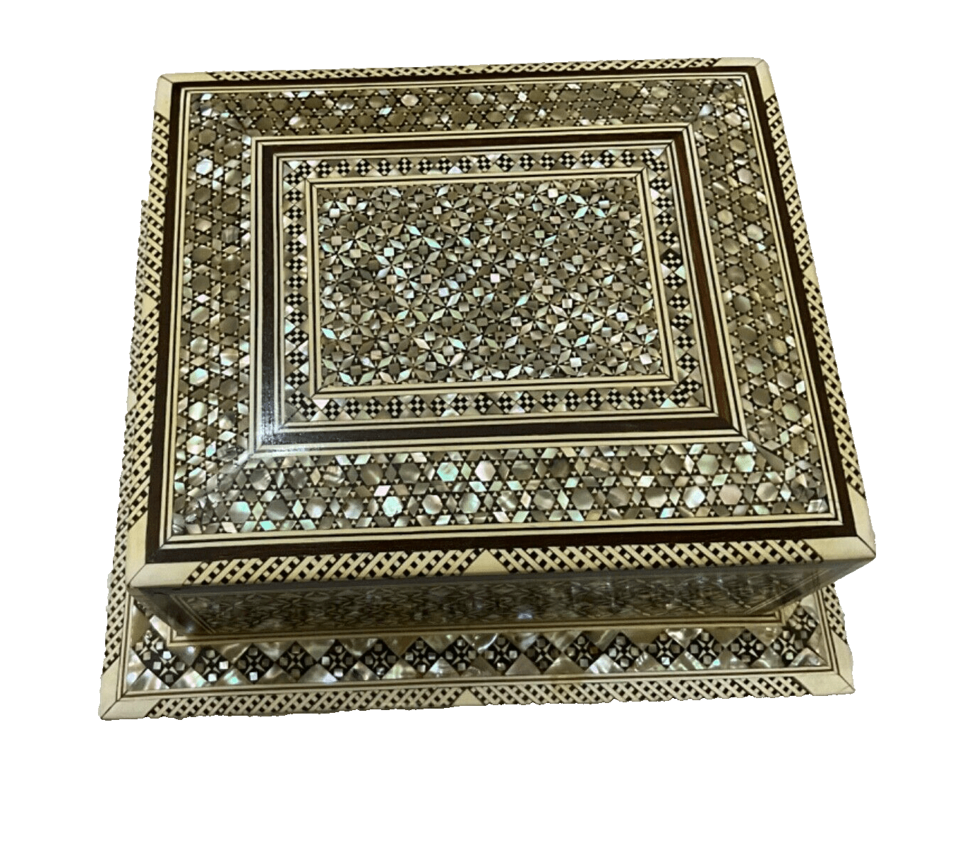 Handmade Antique Wood Cigarette Box Carved Mother Of Pearl Inlay (40 Cigarettes) - Laila Hand Made Gifts