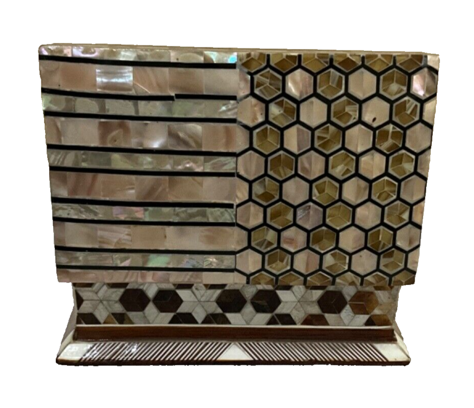 Handmade Wooden Jewelry Box Wood Trinket Storage Wood Box Mother of Pearl Inlay