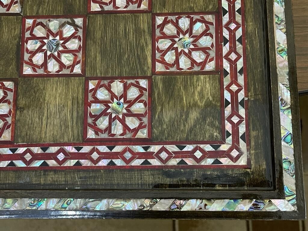 Handmade, Wooden Backgammon Board, Wood Chess Board, Mother of Pearl Inlay (21") - Laila Hand Made Gifts