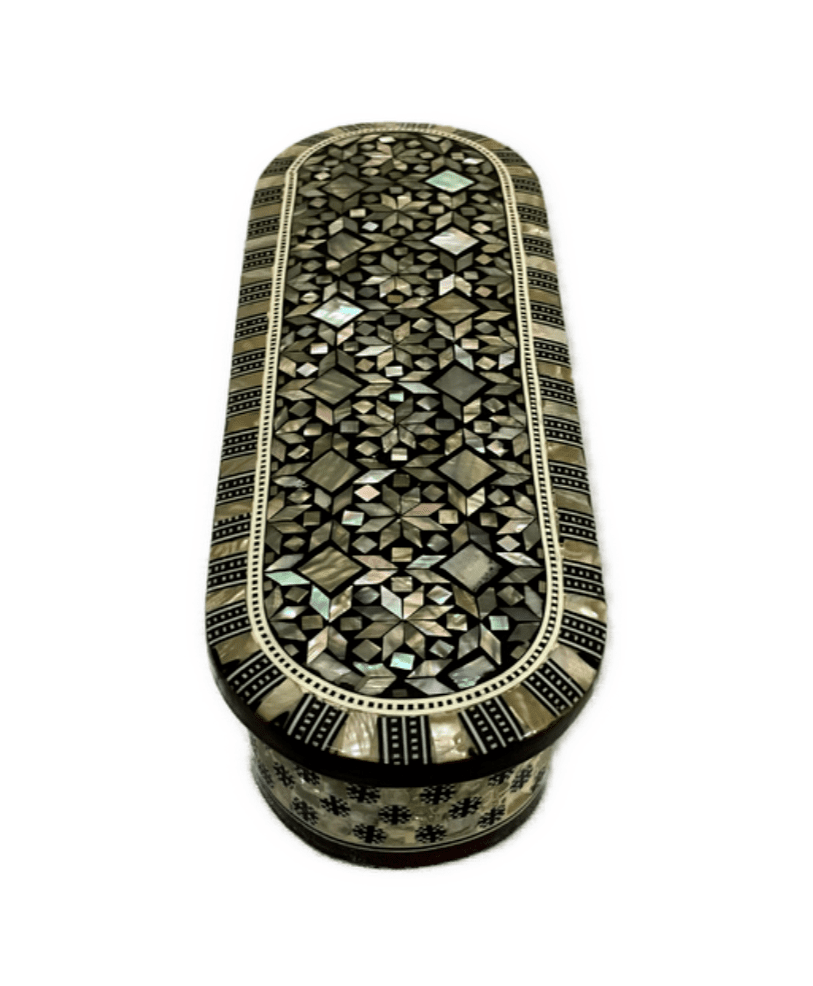 Handmade Mother of Pearl Inlay Wooden Jewelry Box – Oval Trinket Storage – Egyptian Craft - Laila Hand Made Gifts