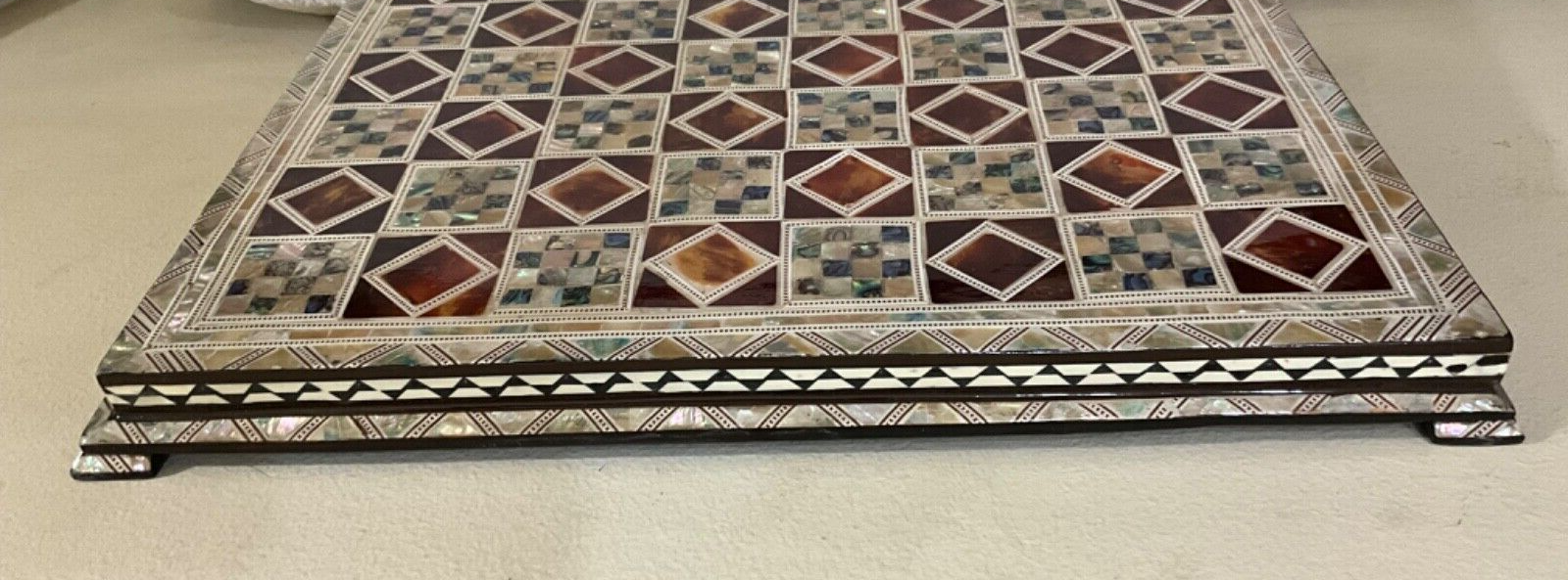 Handmade, Wood Chess Board, Game Board, Unique Board, Mother of Pearl Inlay 17"