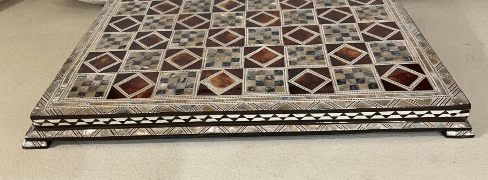 Handmade, Wood Chess Board, Game Board, Unique Board, Mother of Pearl Inlay 17" - Laila Hand Made Gifts