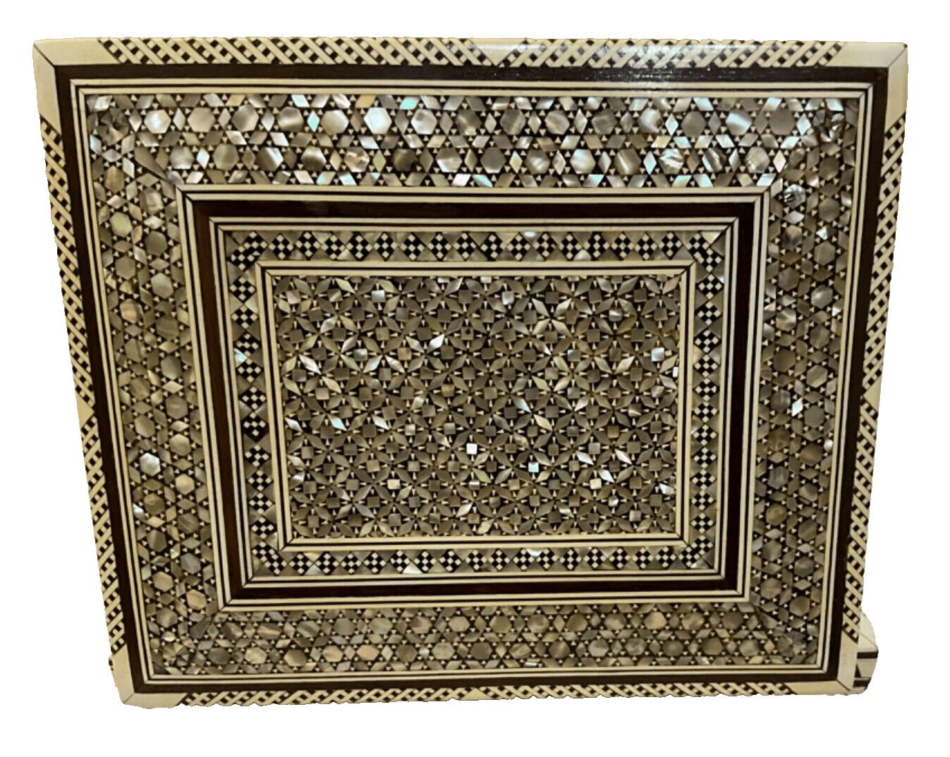 Handmade Antique Wood Cigarette Box Carved Mother Of Pearl Inlay (40 Cigarettes) - Laila Hand Made Gifts