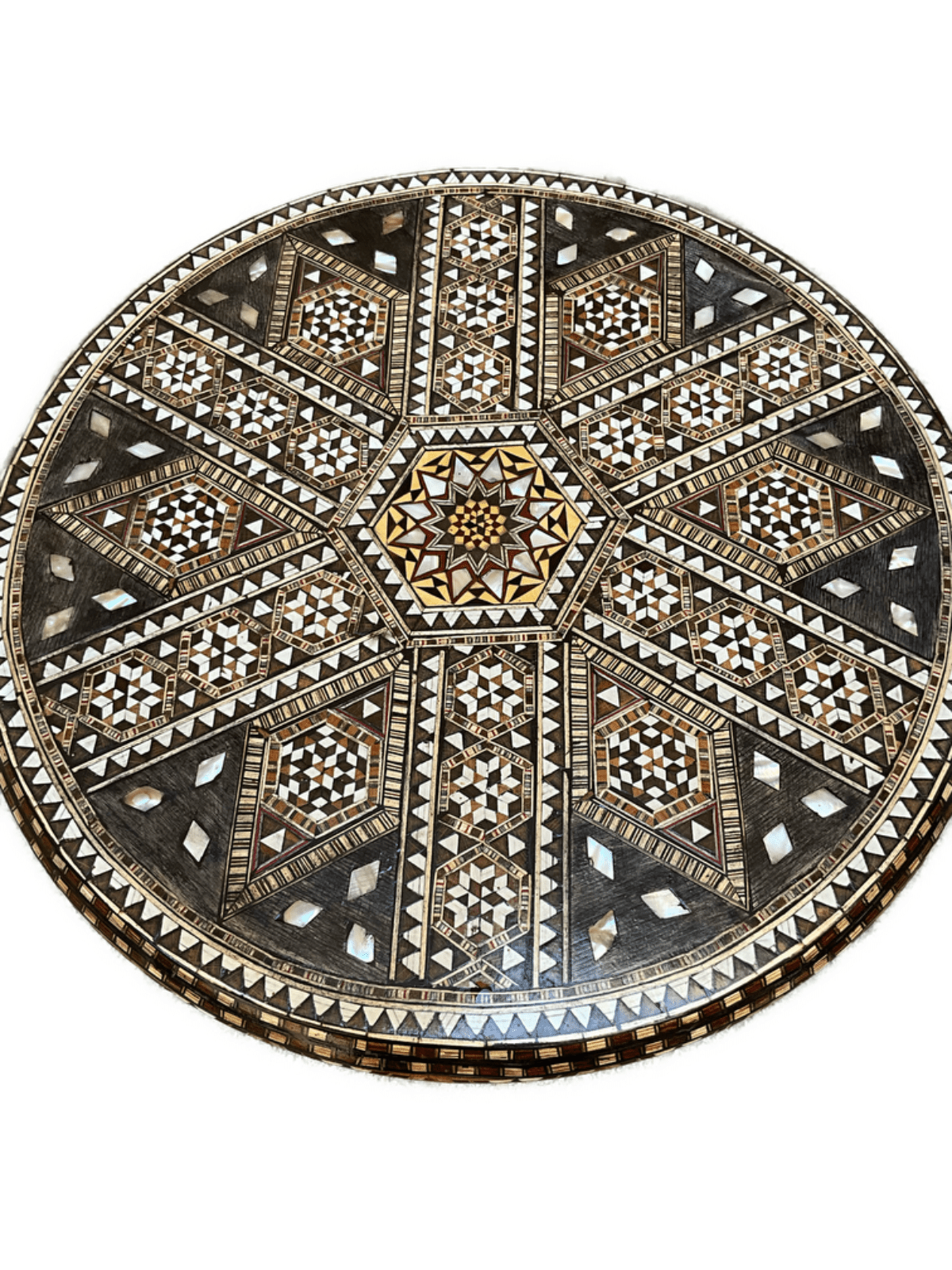 Handmade Wooden End Table Carving Wood Table Home Decor Mother of Pearl Inlay - Laila Hand Made Gifts