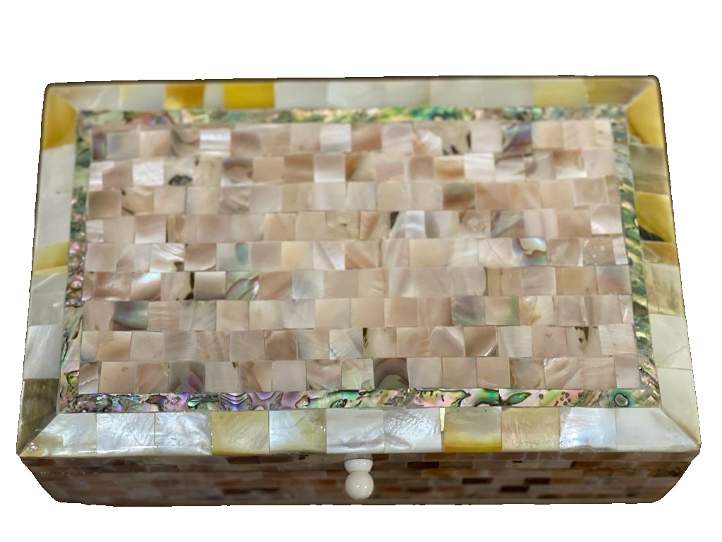 Handmade Wooden Jewelry Box Wood Trinket Storage Wood Box Mother of Pearl Inlay