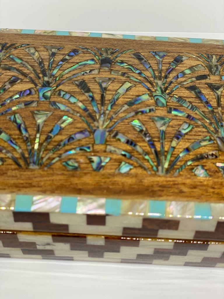 Handmade Wooden Jewelry Box Wood Trinket Storage Wood Box Mother of Pearl Inlay