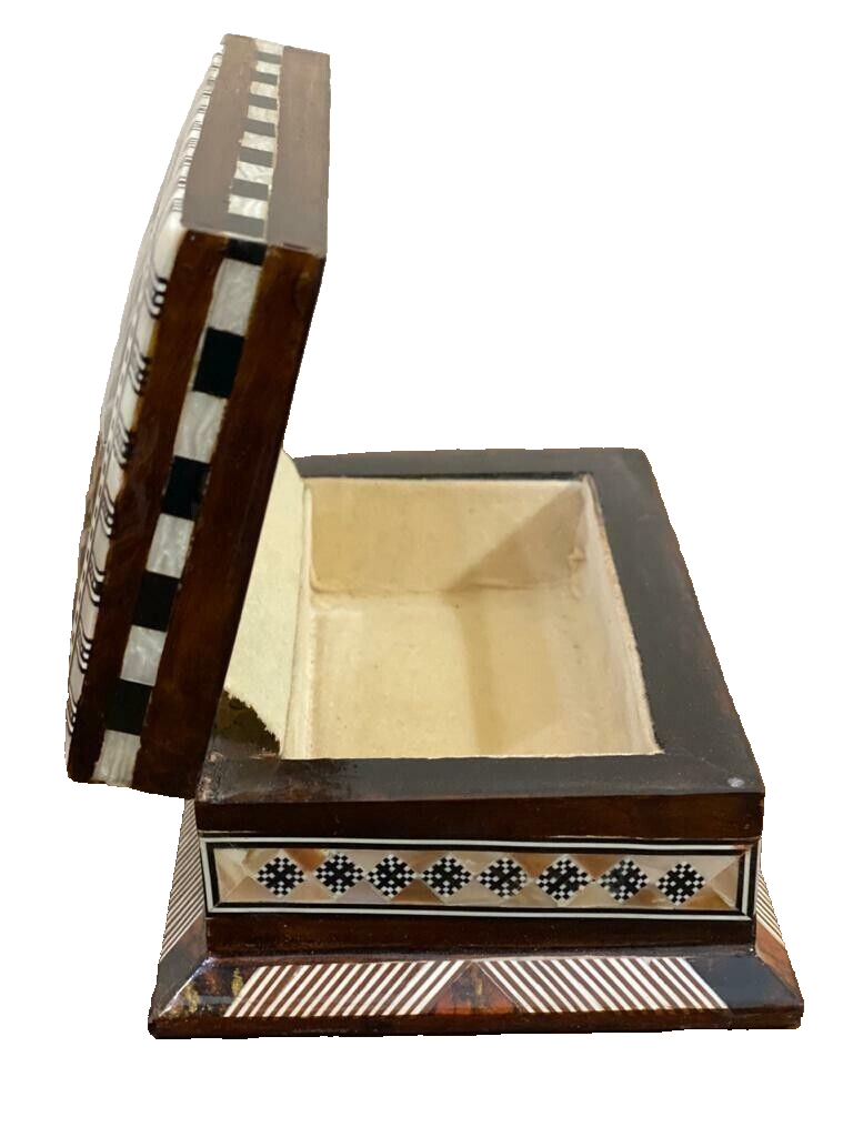 Handmade Wooden Jewelry Box Wood Trinket Storage Wood Box Mother of Pearl Inlay