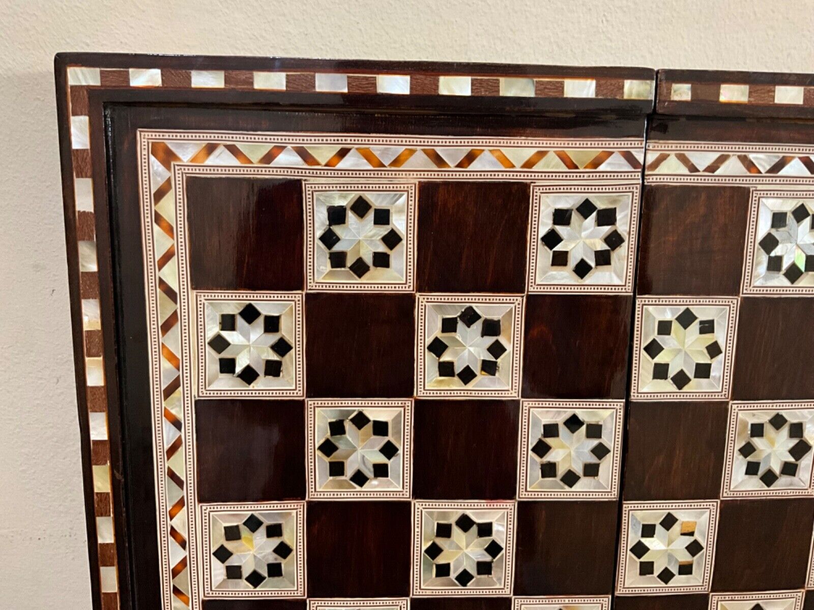 Handmade, Wooden Backgammon Board, Wood Chess Board, Mother of Pearl Inlay (21") - Laila Hand Made Gifts