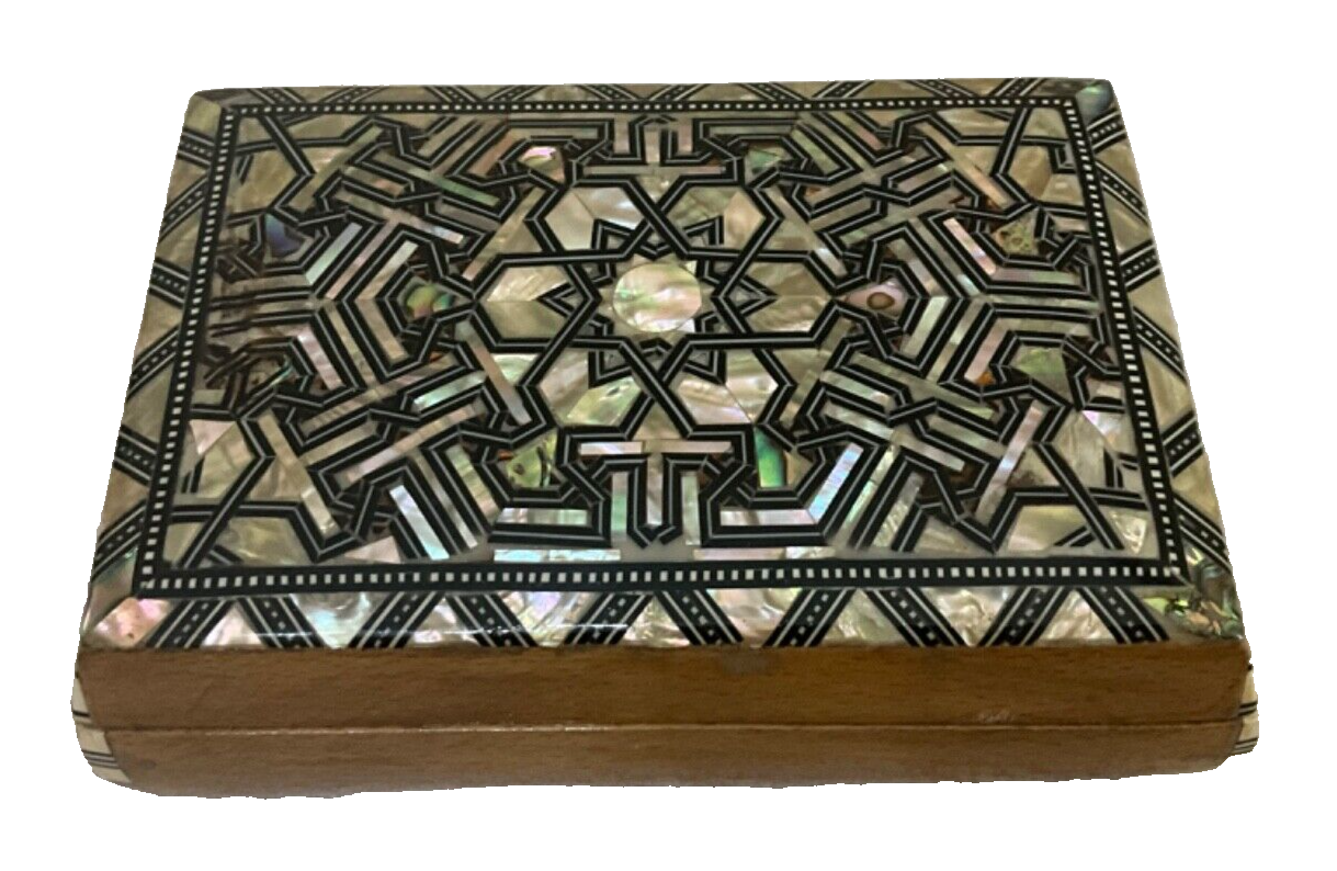 Handmade Wooden Jewelry Box Wood Trinket Storage Wood Box Mother of Pearl Inlay