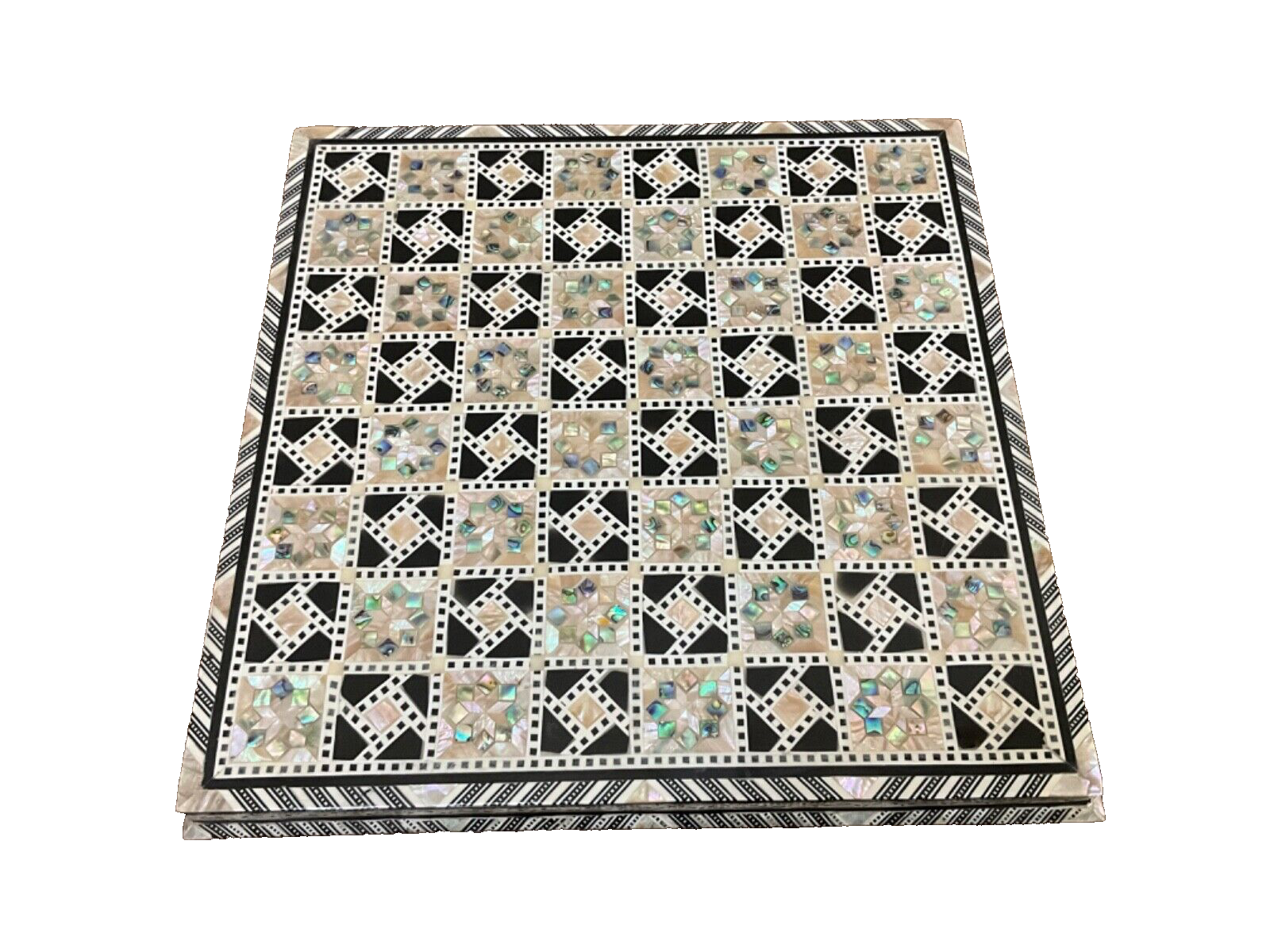 Handmade, Wood Chess Board, Game Board, Unique Board, Inlaid Mother of Pearl 12"