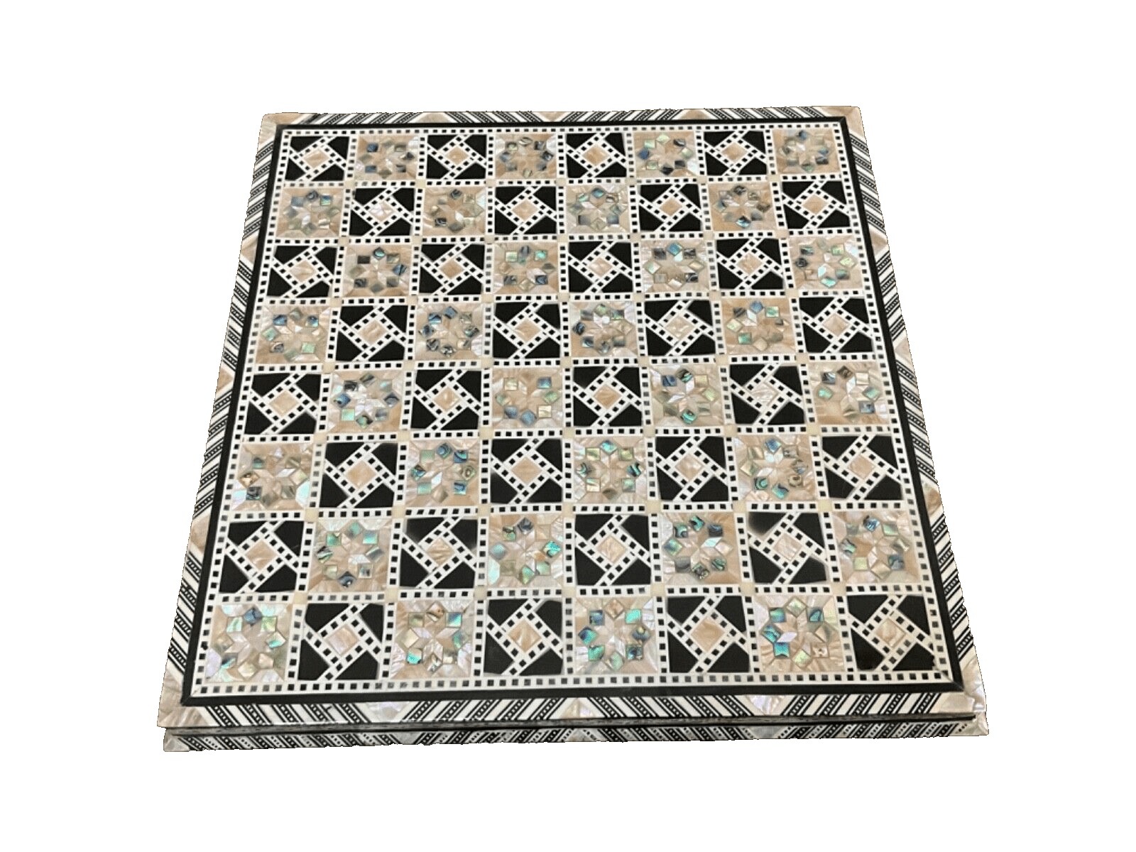 Handmade, Wood Chess Board, Game Board, Unique Board, Inlaid Mother of Pearl 12" - Laila Hand Made Gifts