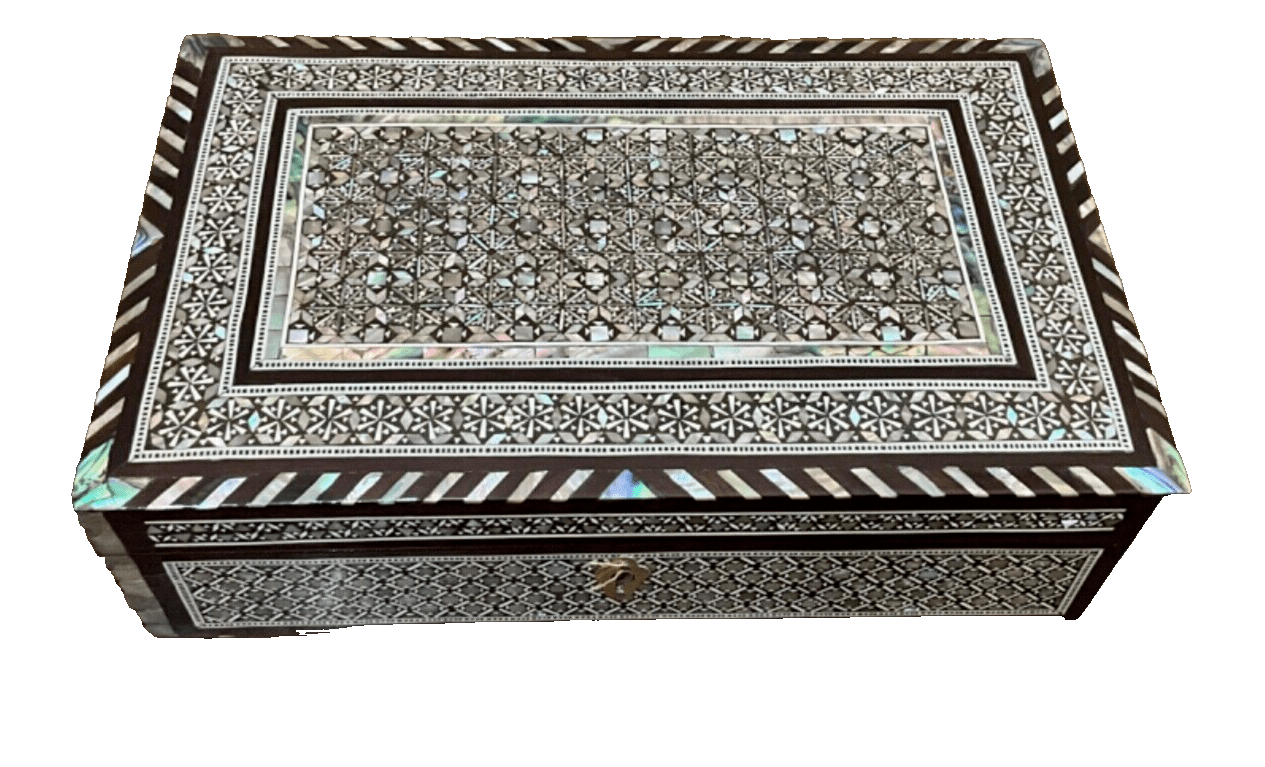 Handmade Wooden Jewelry Box Wood Trinket Storage Wood Box Mother of Pearl Inlay - Laila Hand Made Gifts