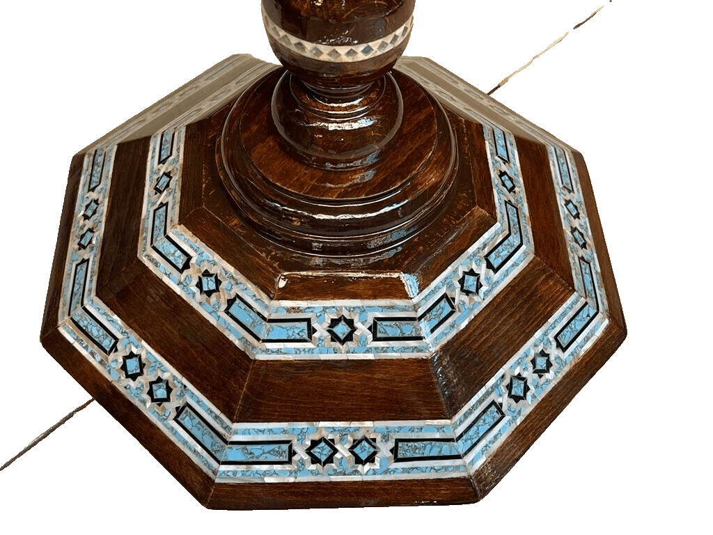 Handmade Wooden End Table Carving Wood Table Home Decor Mother of Pearl Inlay - Laila Hand Made Gifts