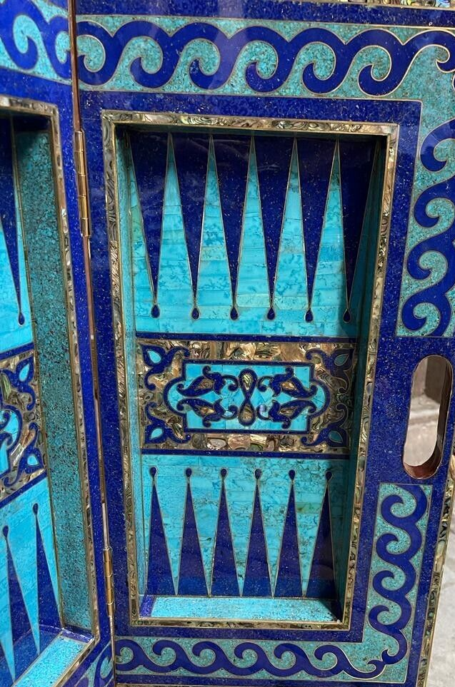 Handmade, Wooden Backgammon Board, Wood Chess Board, Mother of Pearl Inlay 21.6"