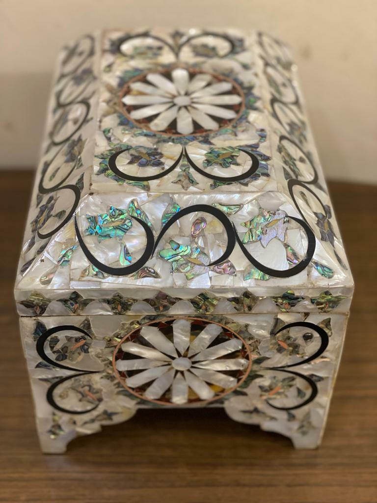 Handmade Wood Jewelry Box Gift Box Wood Box Mother of Pearl Inlay Make to Order - Laila Hand Made Gifts
