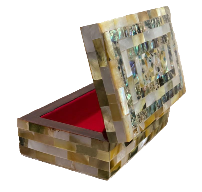 Handmade Wooden Jewelry Box Wood Trinket Storage Wood Box Mother of Pearl Inlay