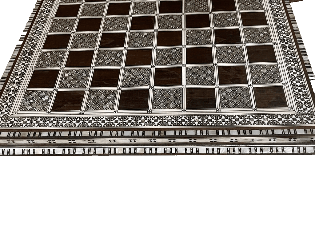Handmade, Wood Chess Board, Chess Set, Game Board, Inlaid Mother of Pearl (16") - Laila Hand Made Gifts