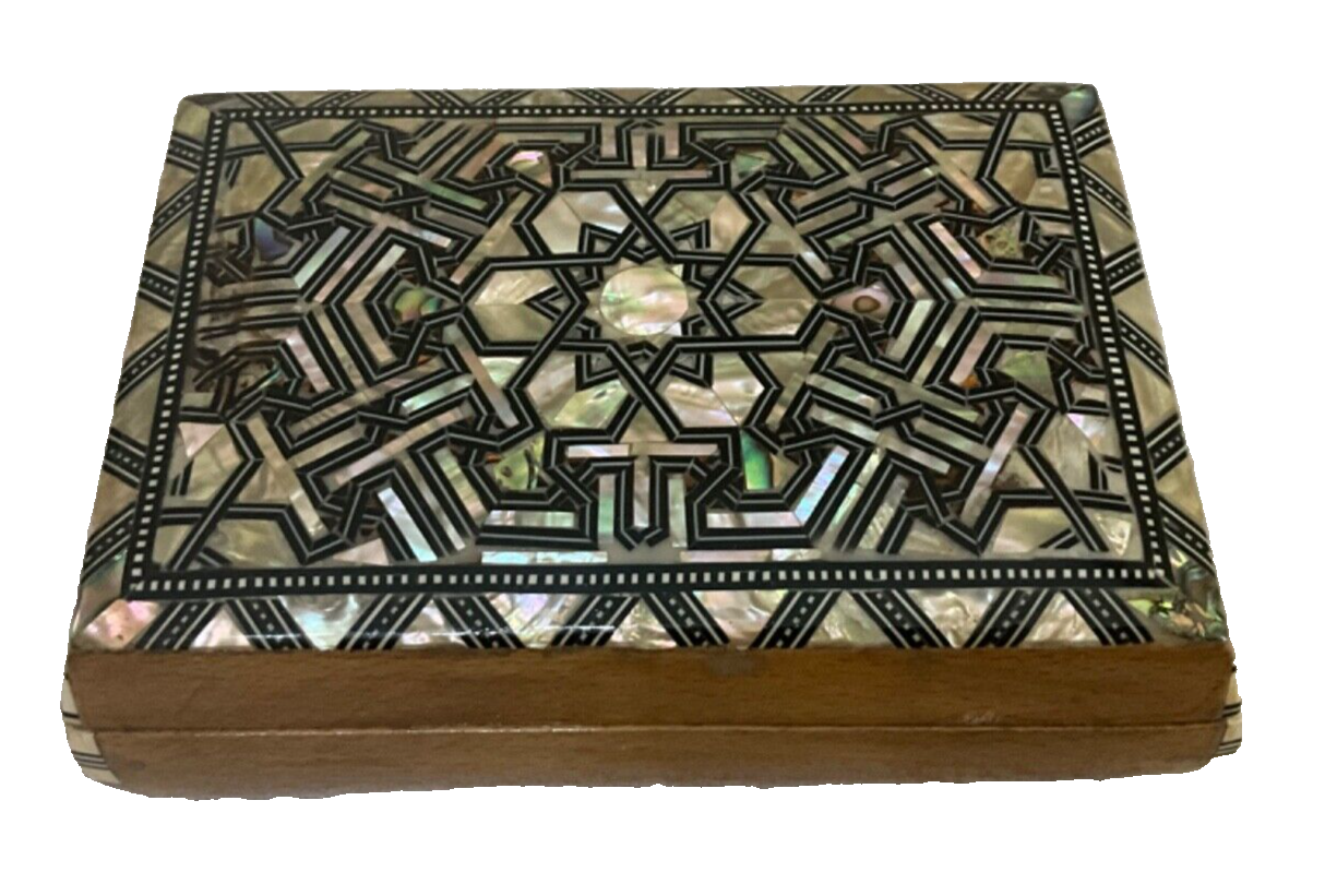 Handmade Wooden Jewelry Box Wood Trinket Storage Wood Box Mother of Pearl Inlay