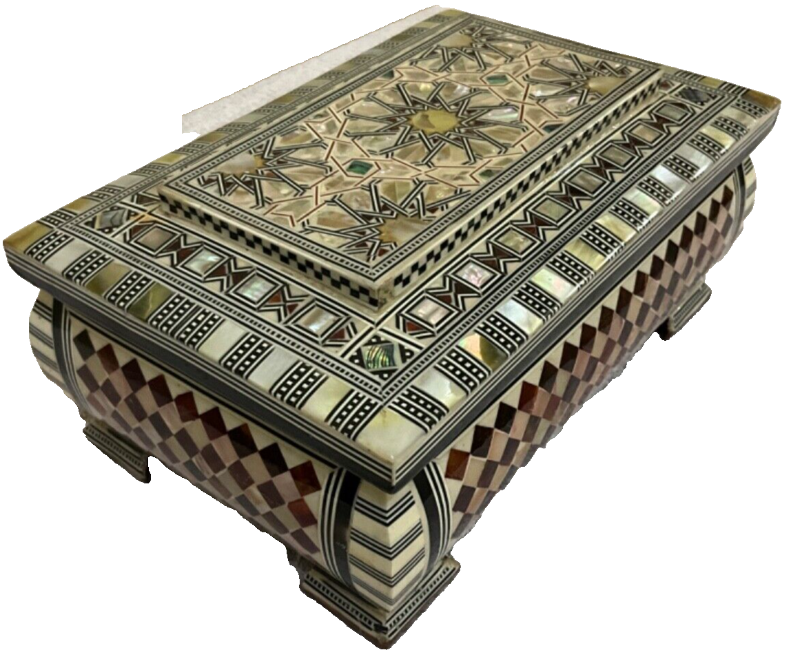 Handmade Wooden Jewelry Box Wood Trinket Storage Wood Box Mother of Pearl Inlay