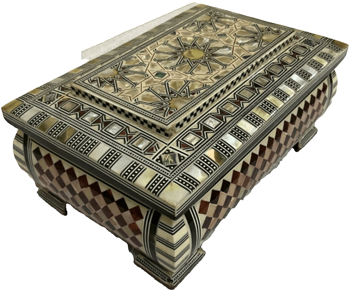 Handmade Wooden Jewelry Box Wood Trinket Storage Wood Box Mother of Pearl Inlay - Laila Hand Made Gifts