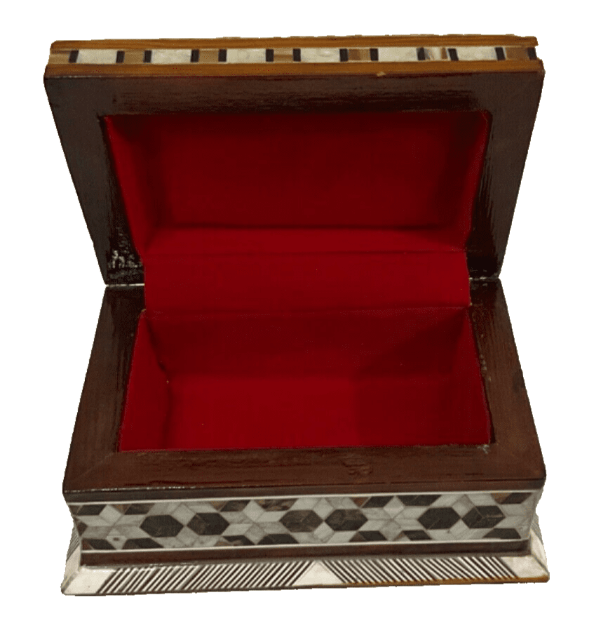 Handmade Wooden Jewelry Box Wood Trinket Storage Wood Box Mother of Pearl Inlay - Laila Hand Made Gifts