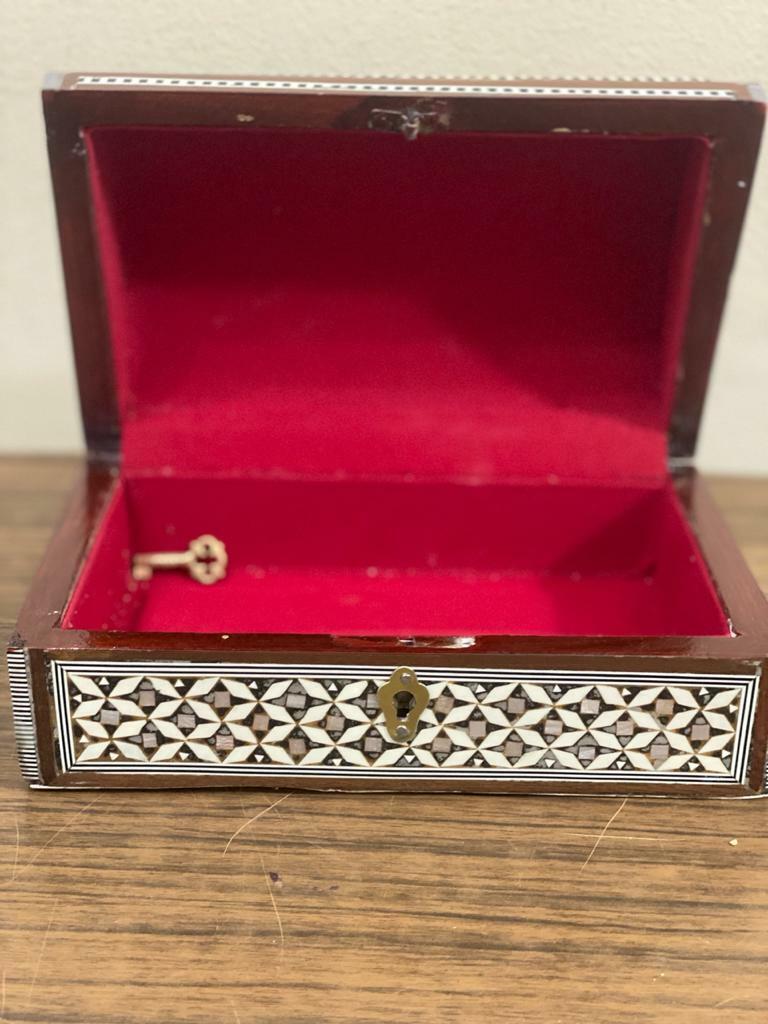 Handmade Wooden Jewelry Box Wood Trinket Storage Wood Box Mother of Pearl Inlay