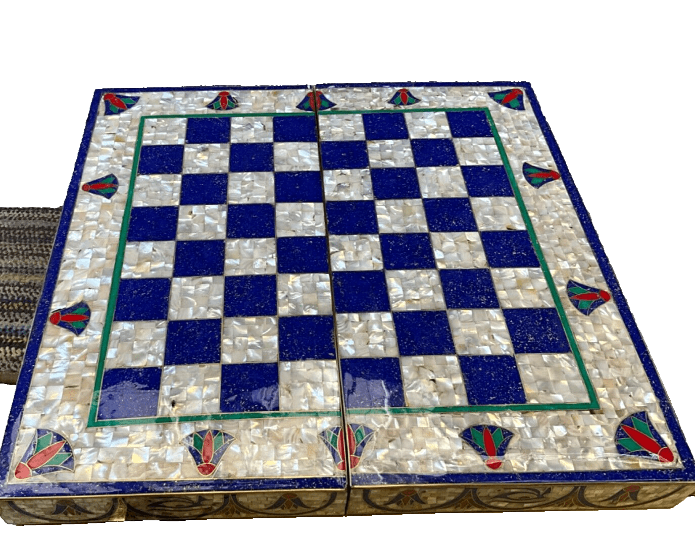 Handmade, Wooden Backgammon Board, Chess Board, Mother of Pearl, Gemstone Inlay - Laila Hand Made Gifts