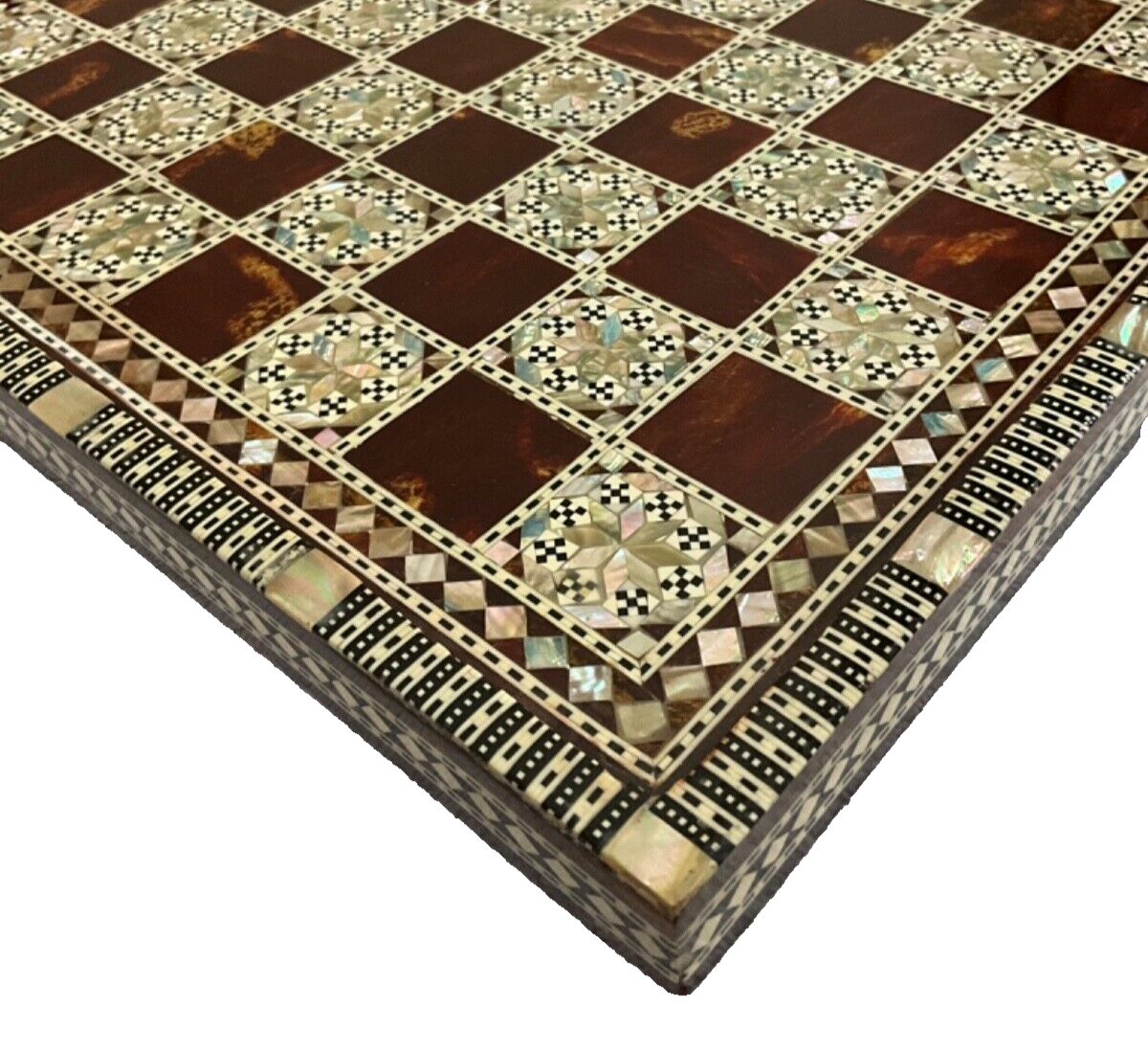 Handmade Wooden Chess Board, Wood Chess Board, Game Board, Mother of Pearl Inlay