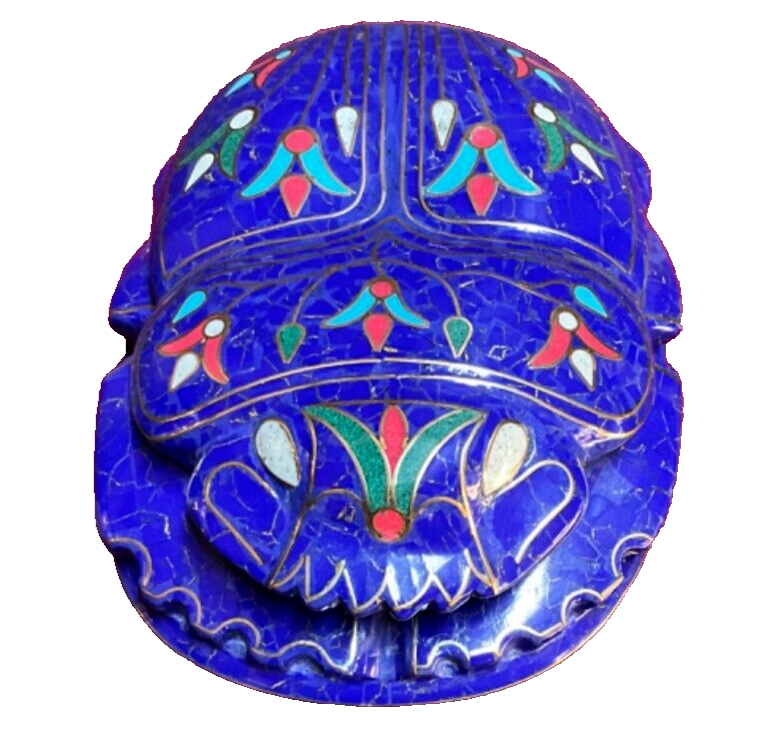 Handmade, Egyptian Pharaonic Scarab , Symbol of Good Luck, Lapis & Turquoise 10"