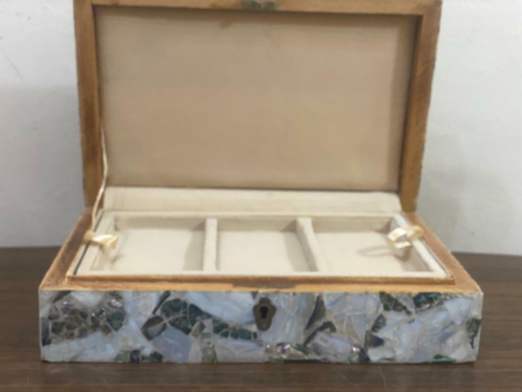 Handmade Wooden Jewelry Box Wood Trinket Storage Wood Box Mother of Pearl Inlay