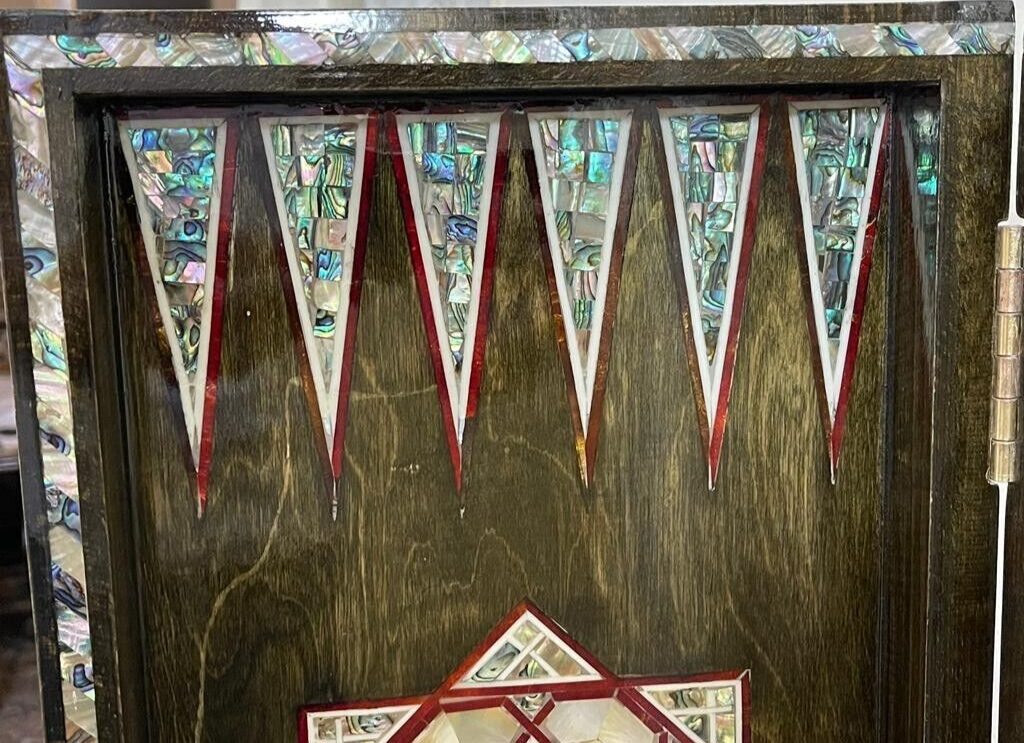 Handmade, Wooden Backgammon Board, Wood Chess Board, Mother of Pearl Inlay (21")