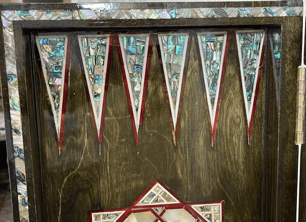 Handmade, Wooden Backgammon Board, Wood Chess Board, Mother of Pearl Inlay (21") - Laila Hand Made Gifts