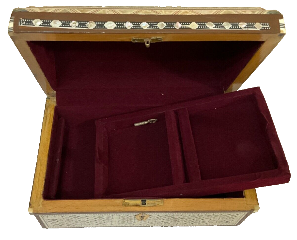 Handmade Wooden Jewelry Box Wood Trinket Storage Wood Box Mother of Pearl Inlay