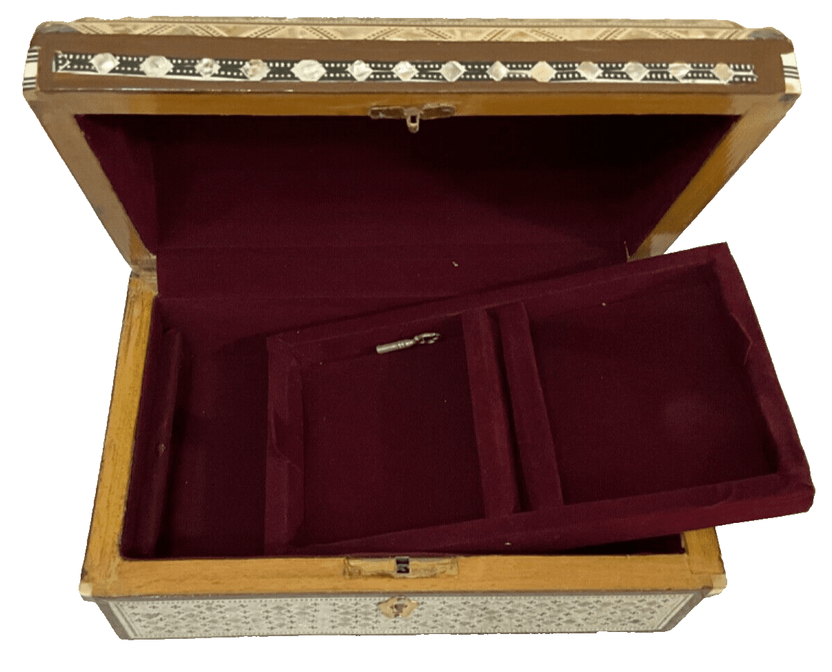 Handmade Wooden Jewelry Box Wood Trinket Storage Wood Box Mother of Pearl Inlay - Laila Hand Made Gifts