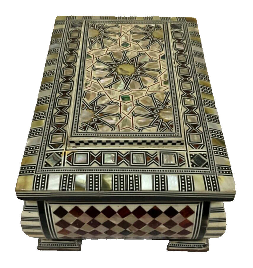 Handmade Wooden Jewelry Box Wood Trinket Storage Wood Box Mother of Pearl Inlay