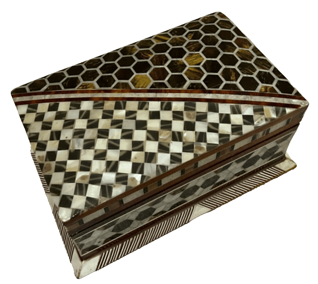 Handmade Wooden Jewelry Box Wood Trinket Storage Wood Box Mother of Pearl Inlay - Laila Hand Made Gifts