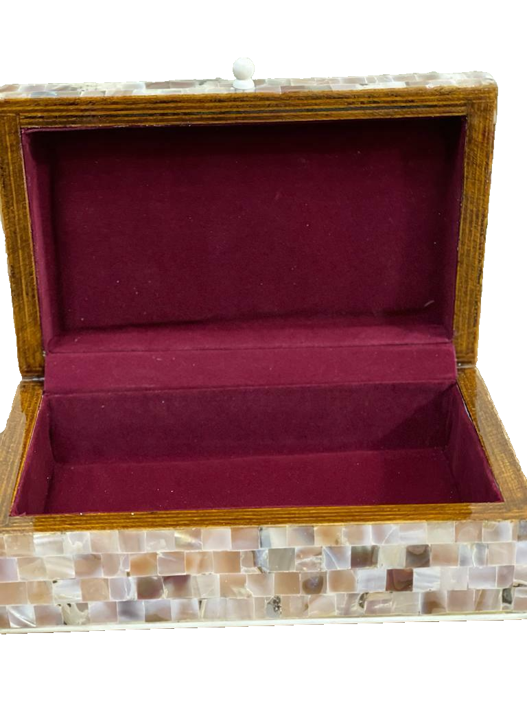 Handmade Wooden Jewelry Box Wood Trinket Storage Wood Box Mother of Pearl Inlay